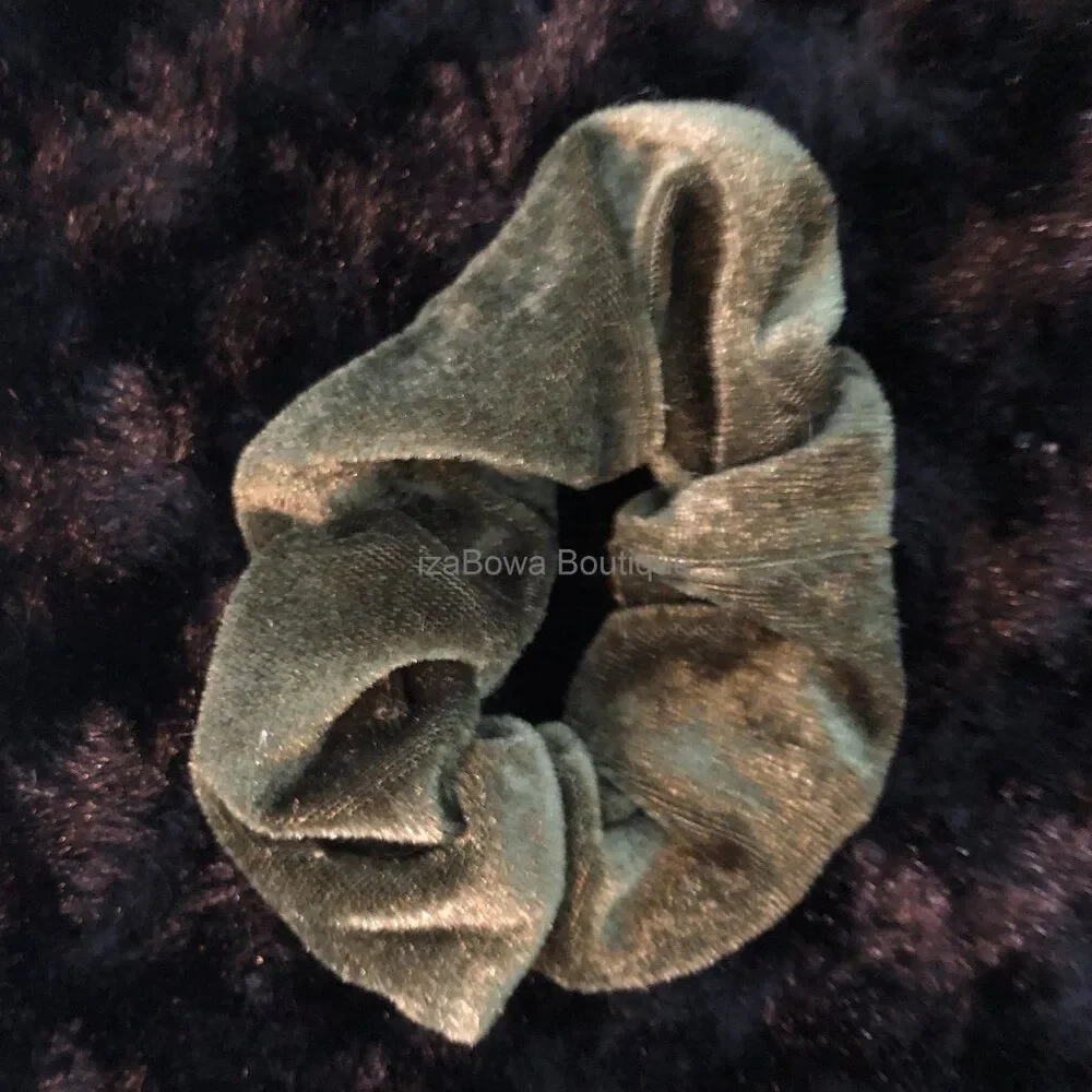 Army Green Velvet Scrunchie -kids SC2710 Handmade NWT Boutique